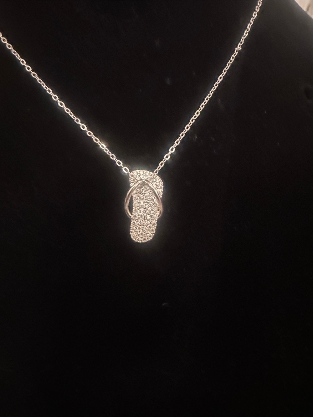 LSJ Pavé Flip-Flop Pendant 16-18in Necklace